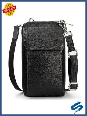 Premium Leather Crossbody Bag RFID Blocking Anti Theft Phone Wallet Purse